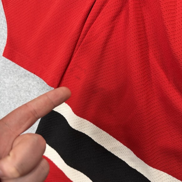 Vintage 90s CCM New Jersey Devils Jersey Mens L Red NHL Hockey Stitched STAINS - Picture 5 of 9